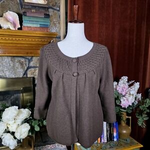 Croft & Barrow Cabincore Cable Knit Neutral Sweater Lagenlook 100% Cotton Large‎